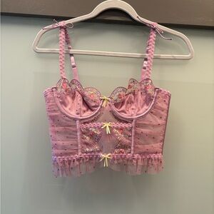 For Love And Lemons Purple Embroidered Bustier